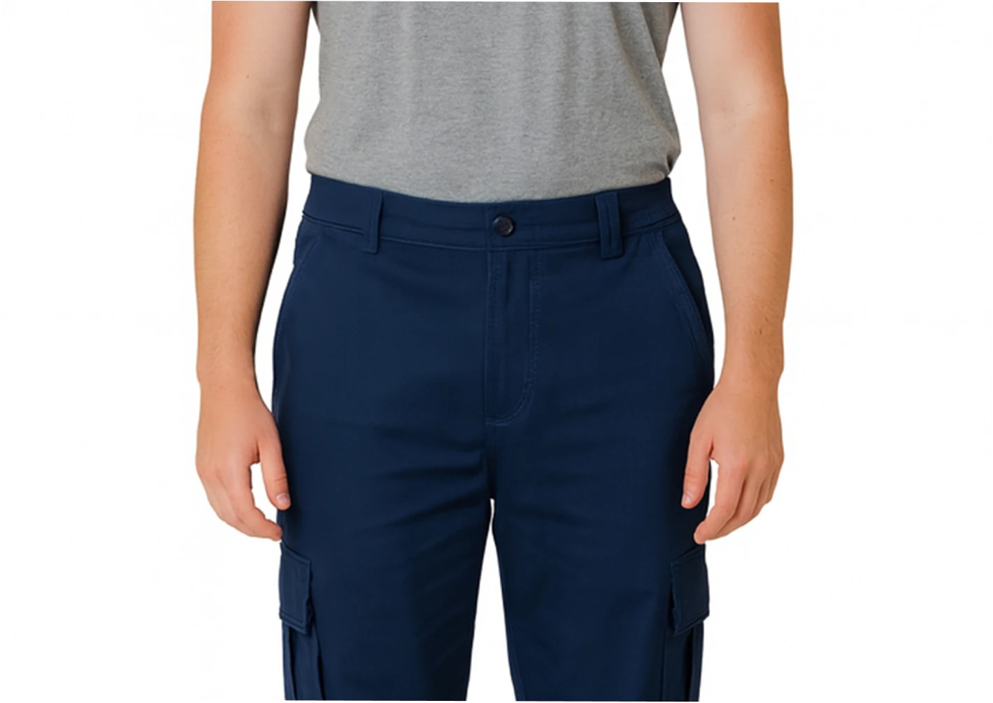 Blue Basic Cargo Trousers