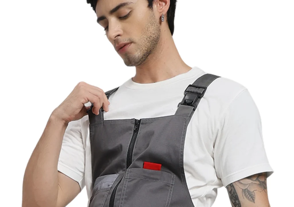 Dark Grey Polyester Cotton Workwear Bib Overall