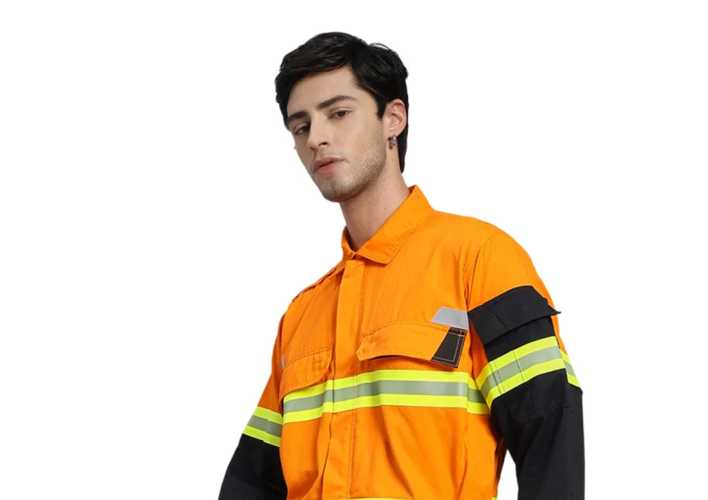 Black and Orange Polyester Cotton Workwear Uniform