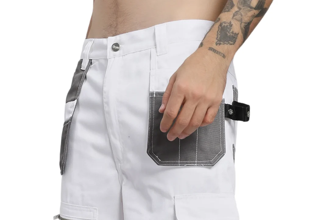 White Polyester Cotton Workwear Bottoms
