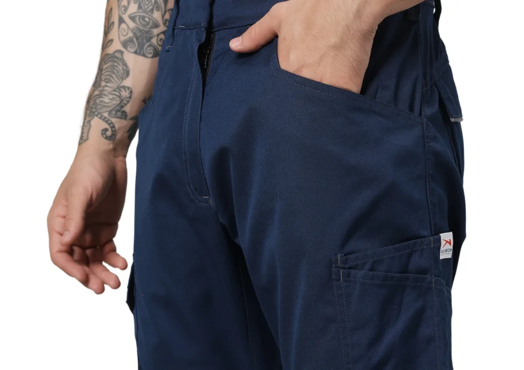 Blue Polyester Cotton Workwear Bottoms