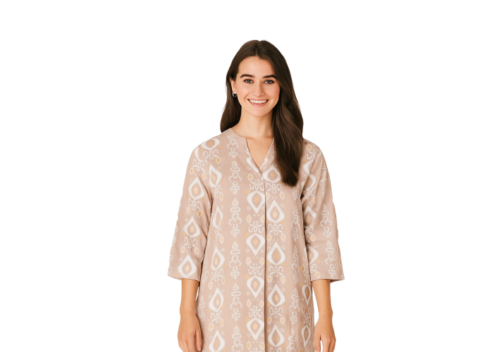 Women’s Soft Pink Cotton Long Kurti