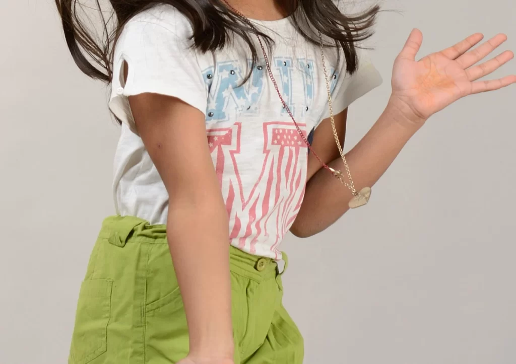 Girls’ Cotton Rayon Top with Green Shorts