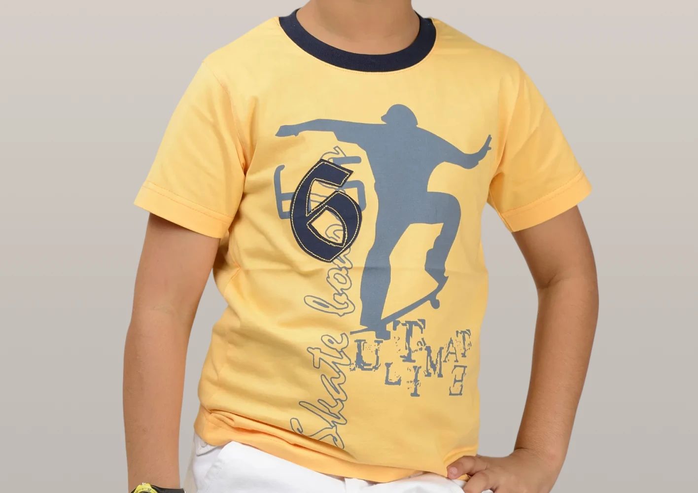 Boys’ Printed T-Shirt with Knee-Length Cotton Shorts