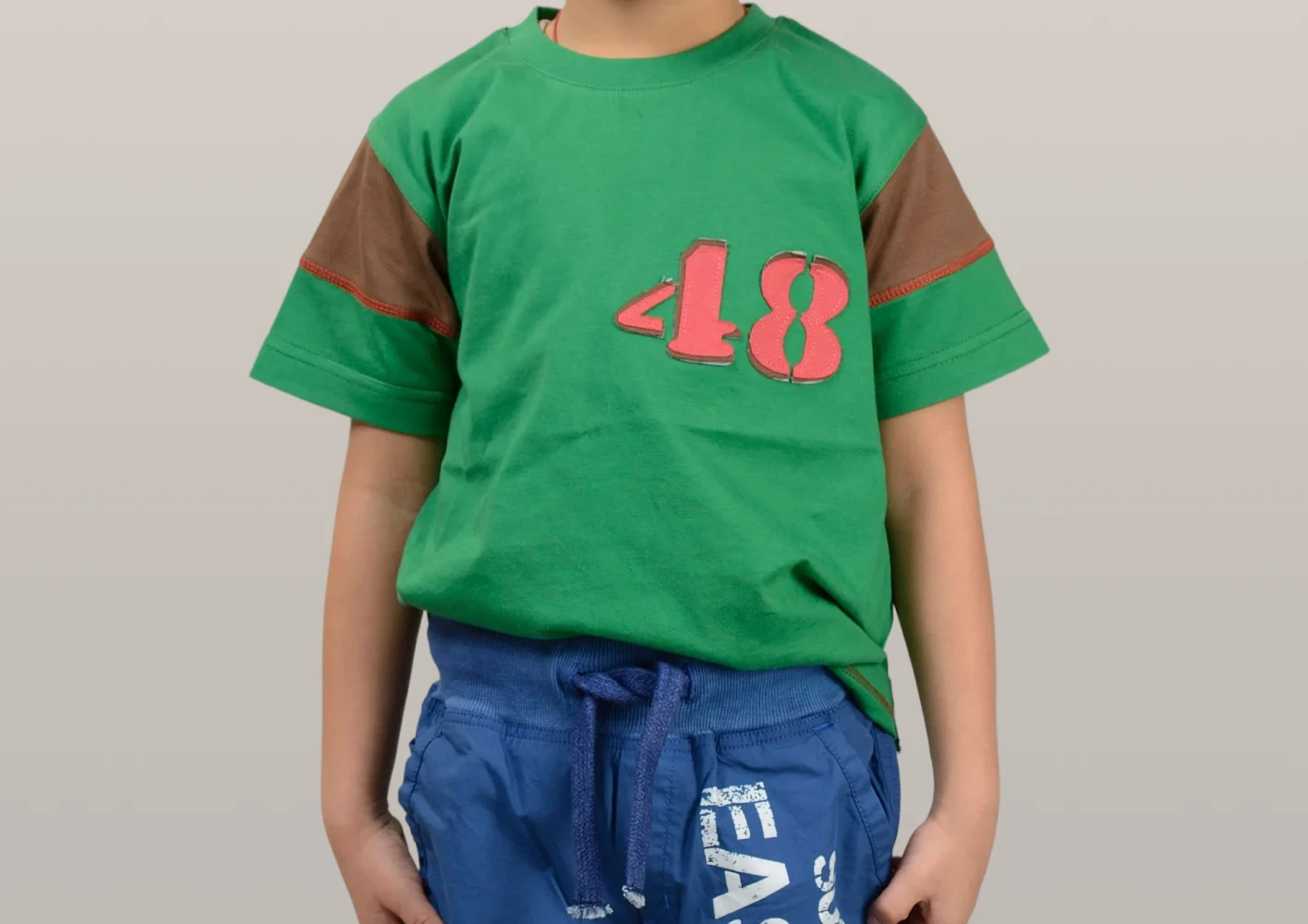 Boys’ Printed T-Shirt with Matching Knee-Length Shorts