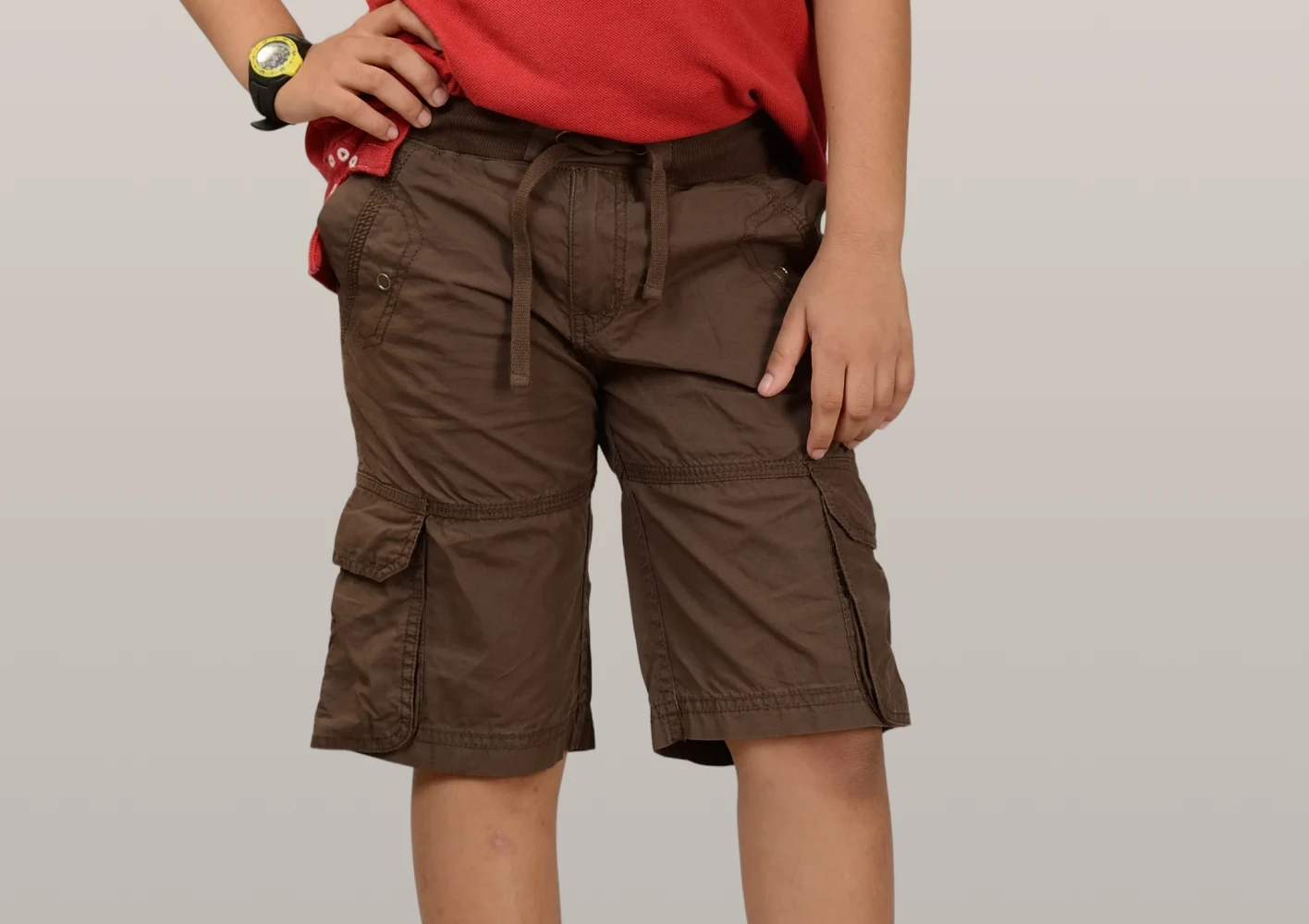 Boys’ Rust T-Shirt with Dark Khaki Organic Cotton Shorts
