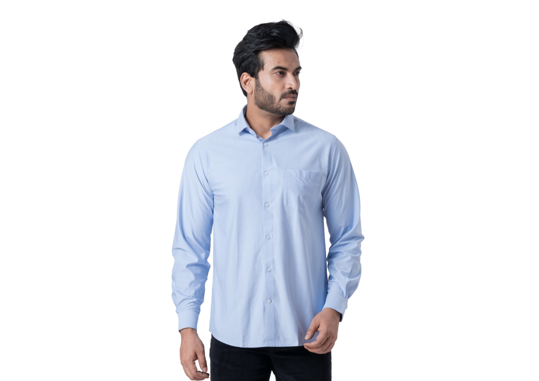Men’s Light Blue and White Striped Shirt