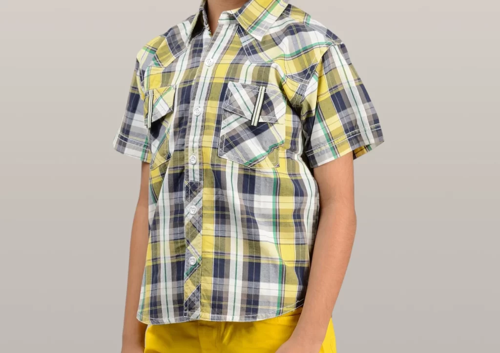 Boys’ Cotton Shirt with Bright Yellow Shorts