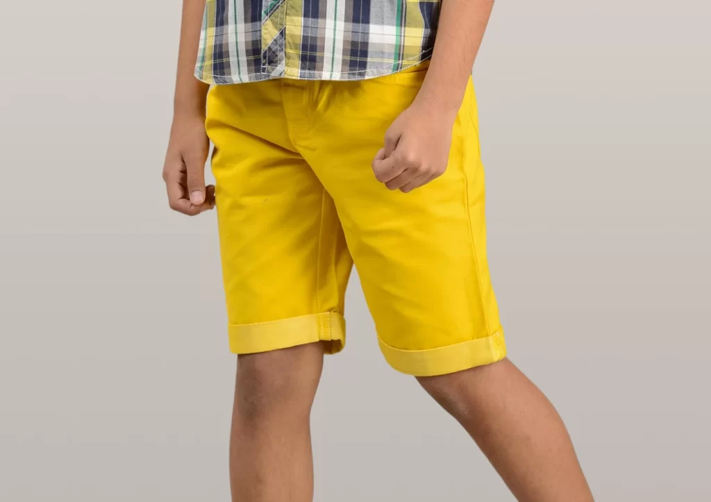 Boys’ Cotton Shirt with Bright Yellow Shorts
