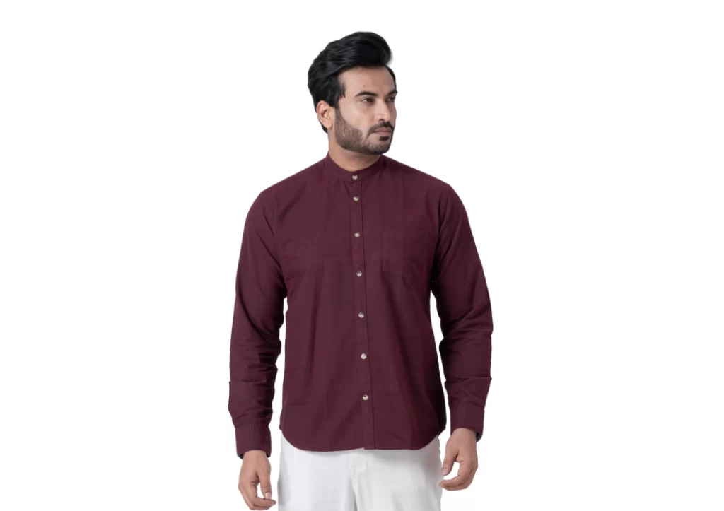 Men’s Maroon Full-Sleeve Shirt