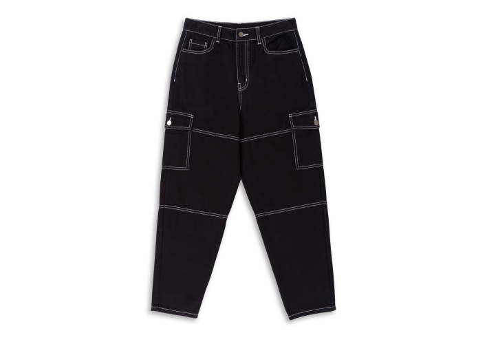 Women’s Black Baggy Cargo-Style Trousers