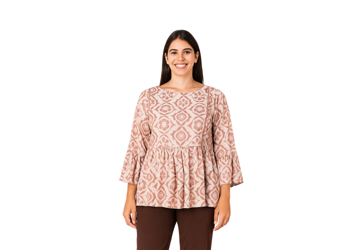 Women’s Pink Printed Peplum Top